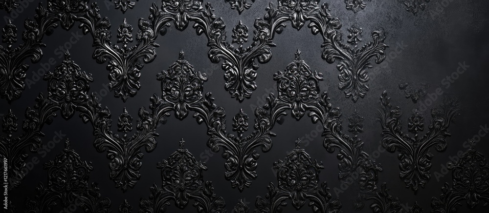 Aufkleber Elegant Black Vintage Retro Background with Ornate Patterns and Ample Space for Textual Content
