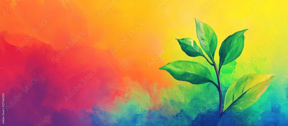 Poster vibrant abstract background with green plant elements and space for text ideal for growth and nature
