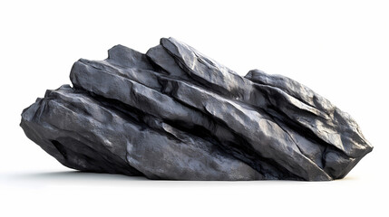 Dark grey rock isolated on white background. Obsidian Cliff. Illustration