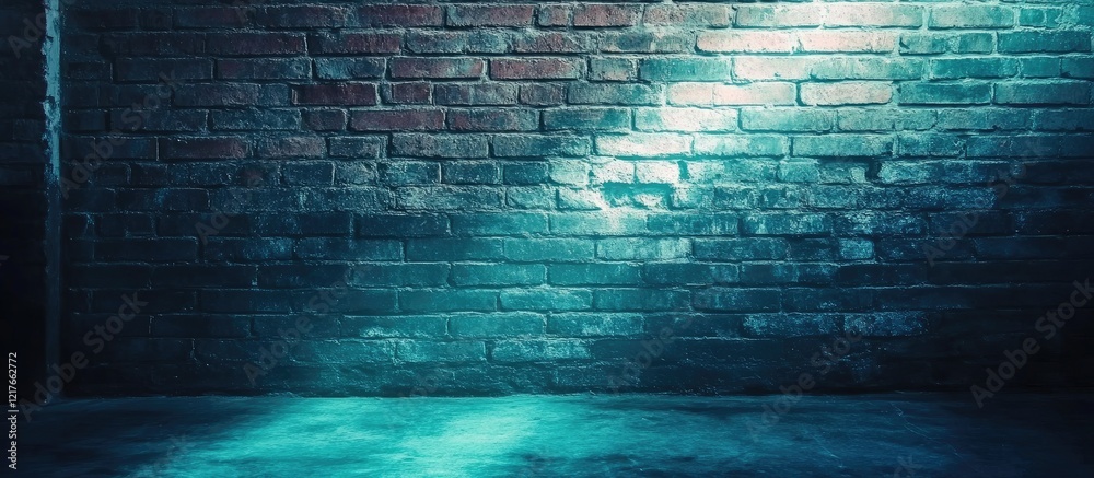 Aufkleber Brick wall background with gradient filter and blurred overlay creating a modern space for text or design elements in a creative setting.
