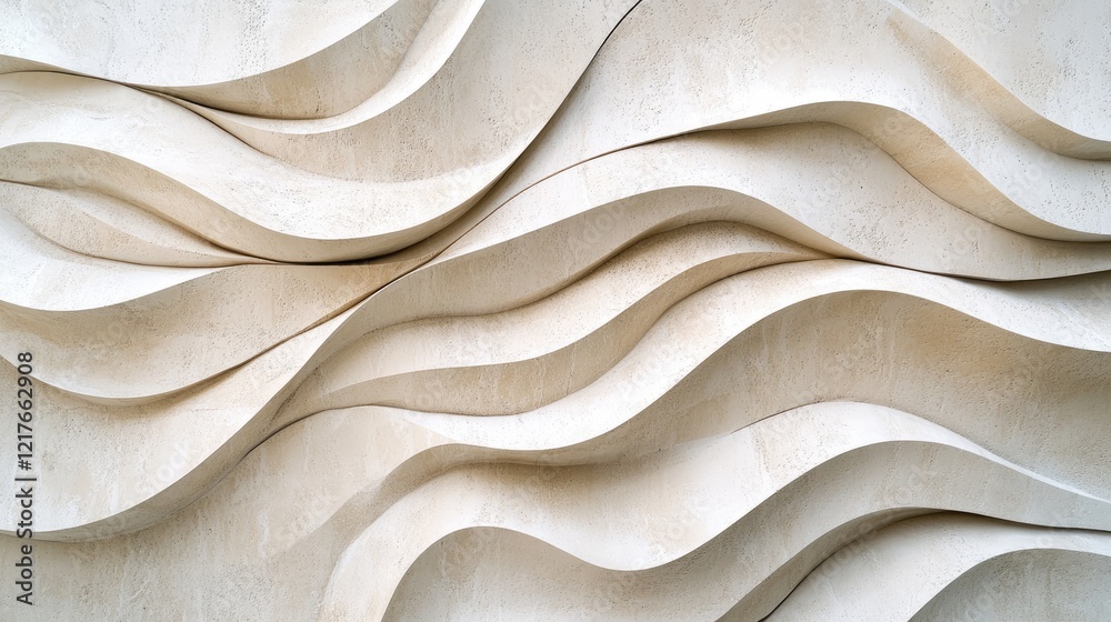 Poster abstract textured wave pattern in neutral tones featuring layers of curved lines and smooth surfaces
