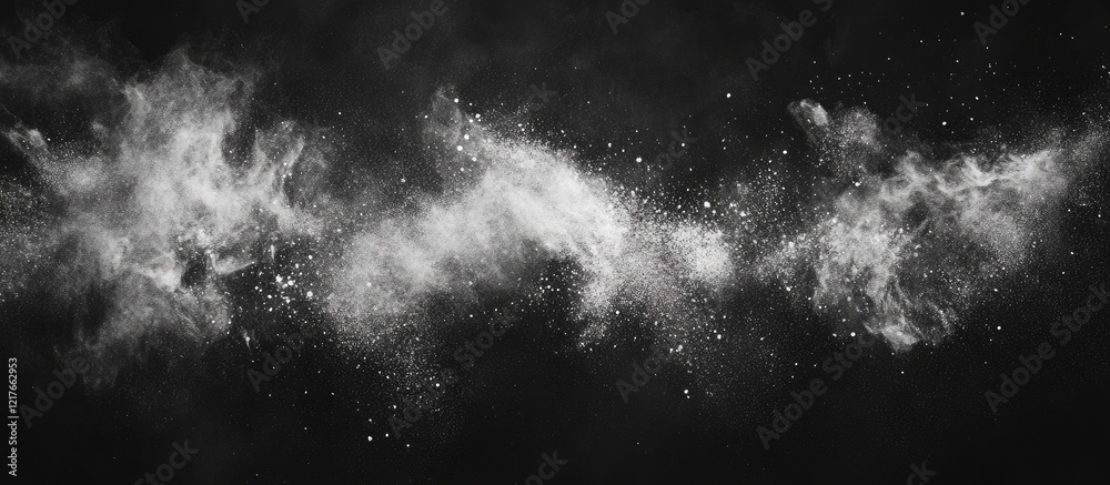 Aufkleber Chalk Dust Cloud on Blackboard Background with Empty Copyspace for Text and Creative Designs