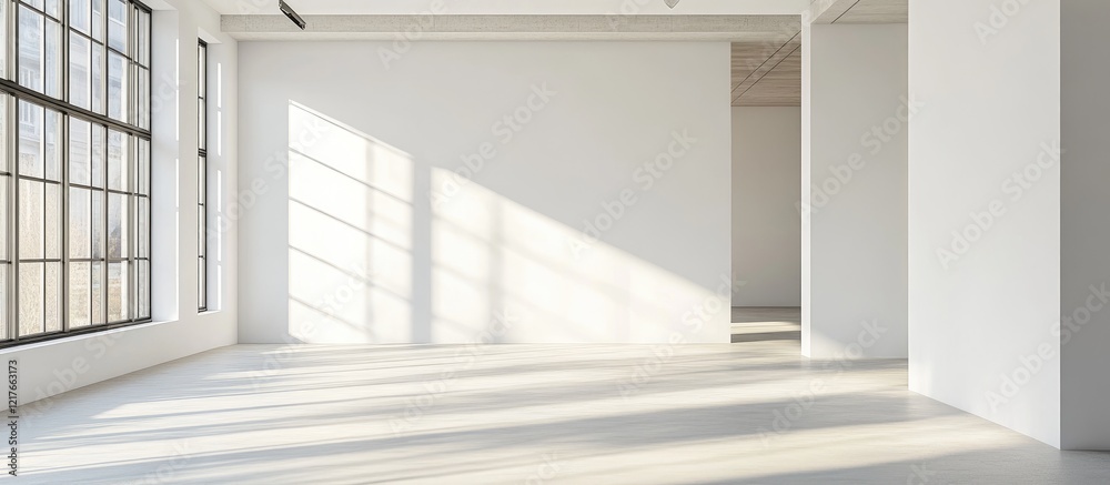 Aufkleber Modern and Minimalist Workspace Design with Ample Natural Light and Clear Empty Space for Custom Text or Branding Solutions