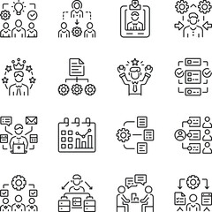 Set of Linear Style Project Management Icons  

