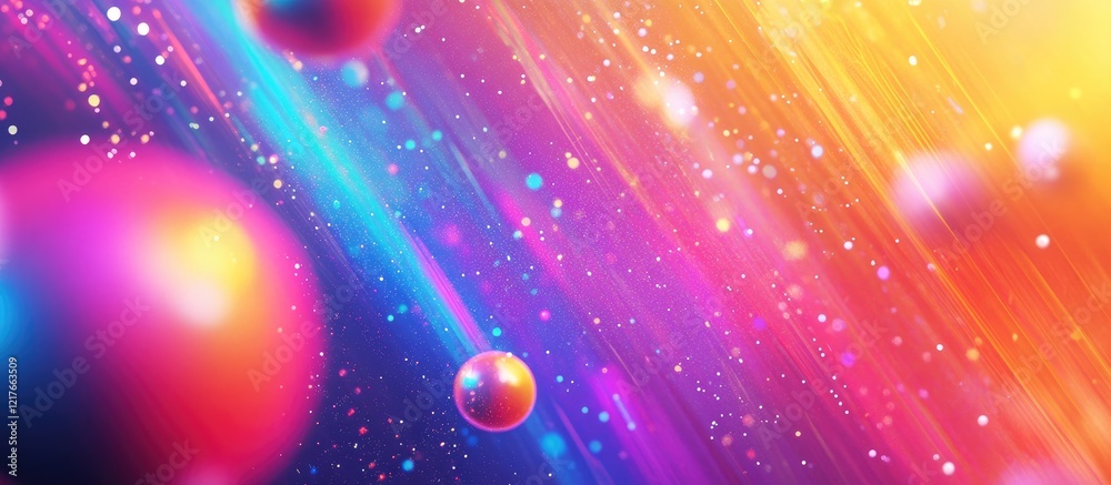 Aufkleber Vibrant 80s Disco Style Background with Colorful Lights and Empty Space for Text Insertions