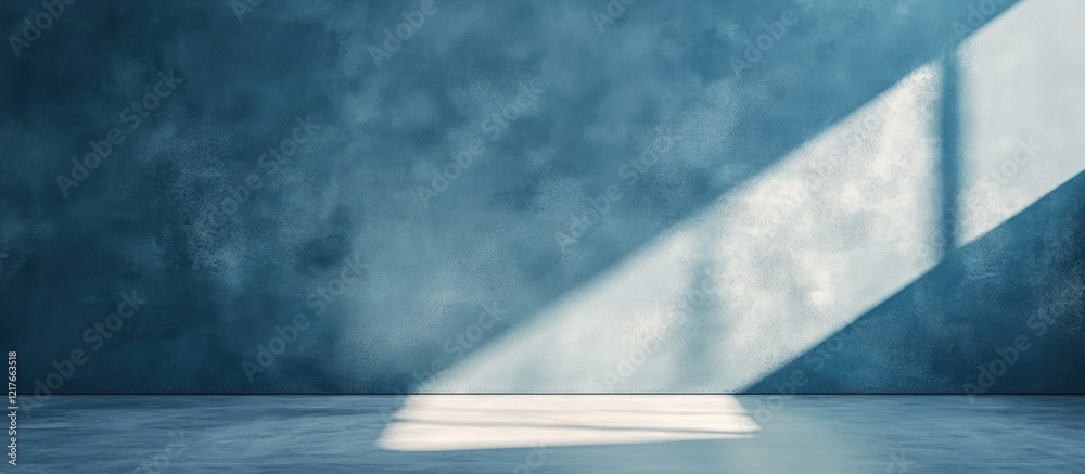Poster Blue grey textured wall with soft shadows and negative space ideal for overlaying text or graphics in a creative design background