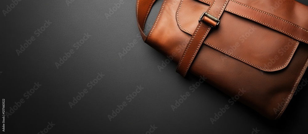 Aufkleber Leather Bag Mockup with Blank Vertical Frame and Copyspace for Text on a Dark Background Stylish Presentation Template