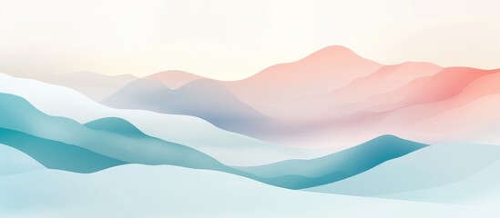 Obraz premium Soft gradient abstract landscape with layered mountains in pastel colors featuring ample copy space for text placement