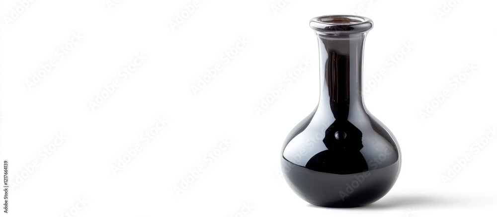 Poster black water pipe orb bong vase isolated on white background with empty copyspace for creative text a