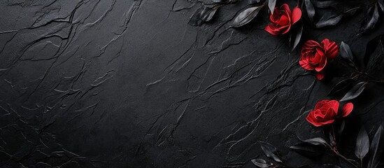 Elegant Black Textured Background with Stylish Floral Design and Ample Copyspace for Text personal or professional use