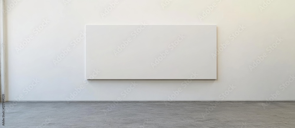Aufkleber Blank Canvas on White Wall in Minimalist Room Ideal for Custom Text or Artwork Display with Ample Copyspace for Creative Projects