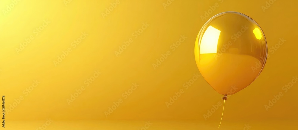 Poster festive golden balloon on yellow background with space for custom text and celebratory themes