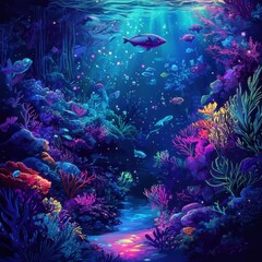 Vibrant Underwater Scene With Colorful Coral And Fish