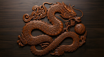 Intricate Wooden Dragon Carving: A Masterpiece of Asian Art