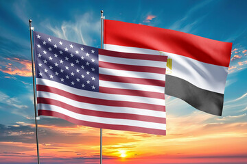 The flags of the United States and egypt- are symbols of international relations