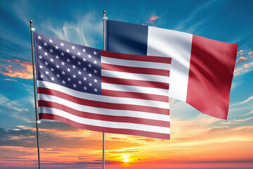 The flags of the United States and France are symbols of international relations