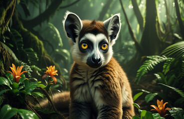 Fototapeta premium Photorealistic image of a lemur
