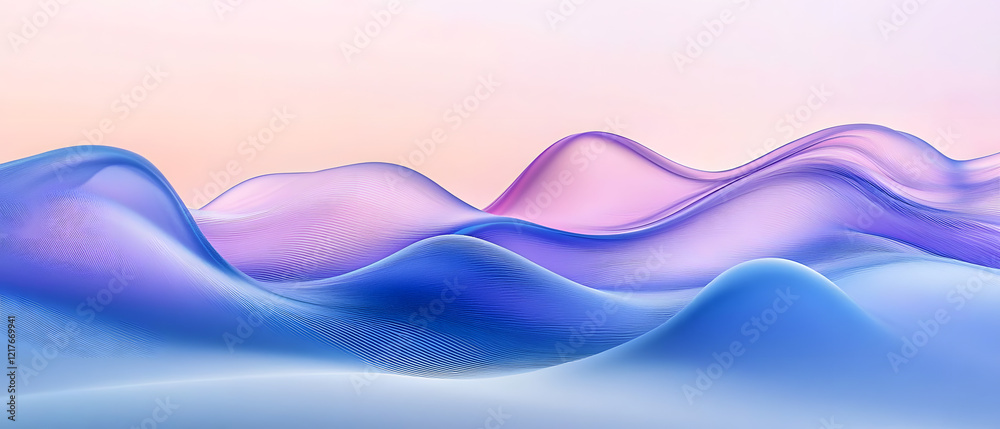 Poster abstract blue and purple wave patterns on a gradient background