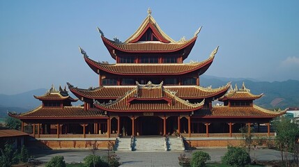 Fototapeta premium Magnificent Chinese Temple Architecture in Yunnan Province