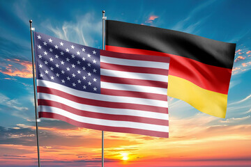 The flags of the United States and germany-are symbols of international relations