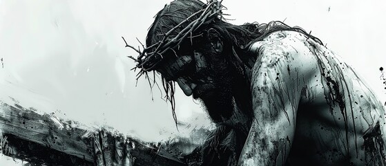 drawing of Jesus standing near the cross 