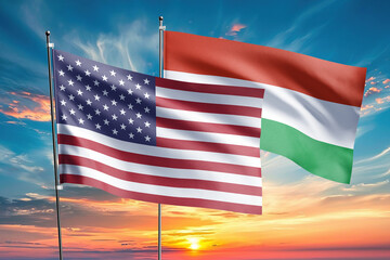 The flags of the United States and hungary are symbols of international relations