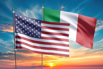 The flags of the United States and italy are symbols of international relations
