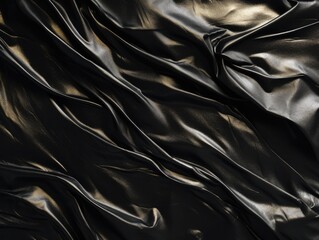 Fototapeta premium Black Foil Textured Background. Dark, Shiny and Smooth Metallic Texture for a Luxurious Look