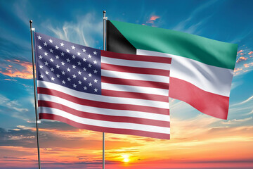The flags of the United States and kuwait are symbols of international relations