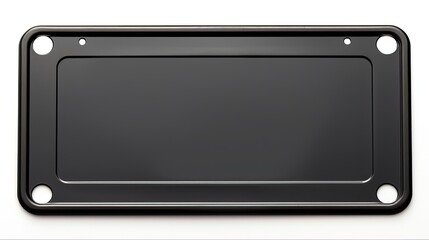 Blank Metal License Plate Frame Isolated on Black Background for Id and Automobile Identity