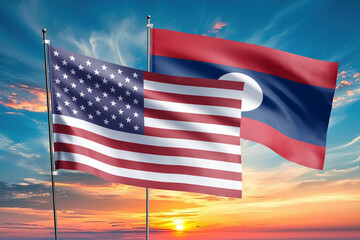 The flags of the United States and laos are symbols of international relations