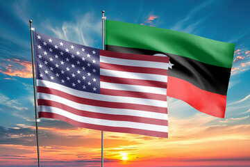 The flags of the United States and Libya are symbols of international relations