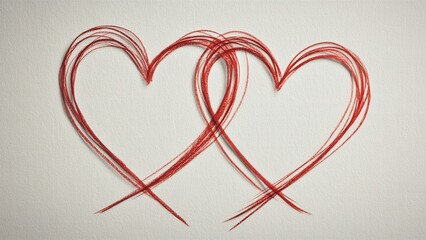 Intertwined Heart Patterns Created with Red Strokes