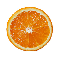 Freshly sliced orange resting on a clean transparent surface for a vibrant and refreshing presentation, slice of orange on transparent