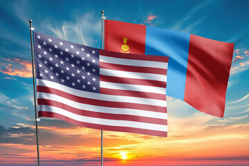 The flags of the United States and mongolia are symbols of international relations