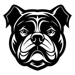 bulldog head black silhouette vector, Simple silhouette Design vector icon with white background. Pet Animal Vector.	
