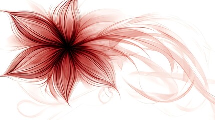 Abstract Red Flower Design with Swirling Lines