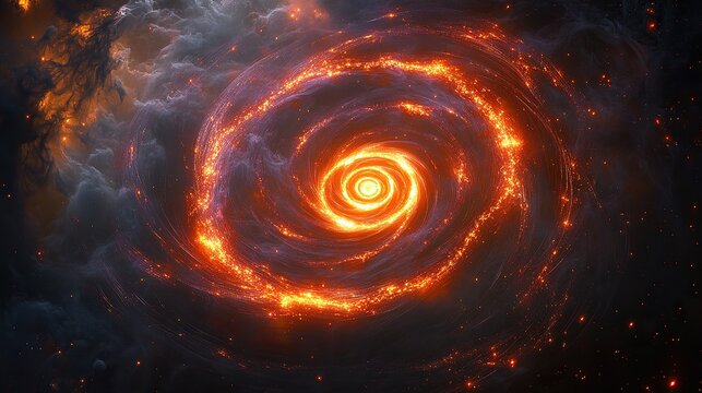An intricate spiral scatterplot with glowing neon particles
