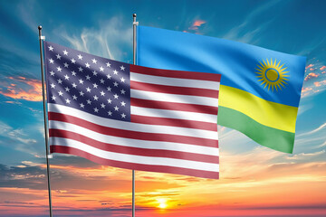 The flags of the United States and rwanda are symbols of international relations