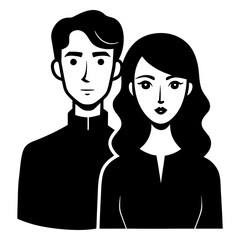 couple black silhouette vector, Simple silhouette Design vector icon with white background. Love couple, valentines day
