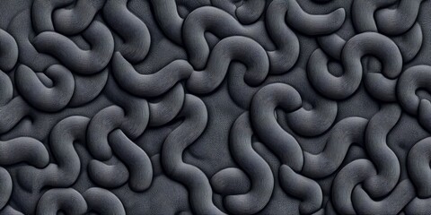 Abstract dark grey wavy surface pattern with repetitive circular worm-like design elements