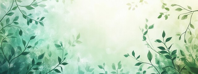 Serene Watercolor Green Leaves Background Botanical Illustration Nature Wallpaper Spring Design