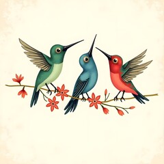 Obraz premium Stylized Hummingbirds image