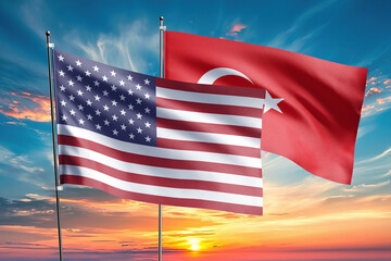The flags of the United States and turkey are symbols of international relations