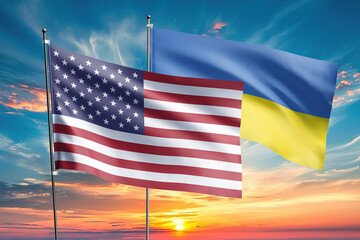 The flags of the United States and ukraine are symbols of international relations