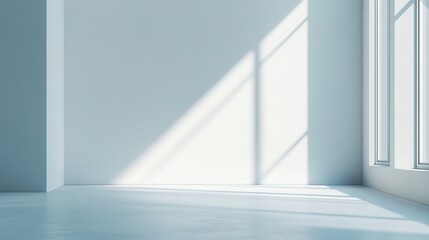 Modern Minimalist Empty Room with Sunlight Streaming Through Window