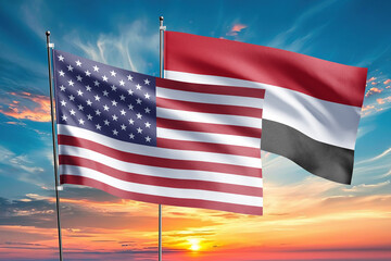 The flags of the United States and yemen are symbols of international relations