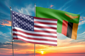 The flags of the United States and zambia are symbols of international relations