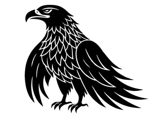 eagle black silhouette vector, Simple silhouette Design vector icon with white background. Wild Animal Vector.	