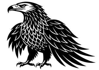 eagle black silhouette vector, Simple silhouette Design vector icon with white background. Wild Animal Vector.	